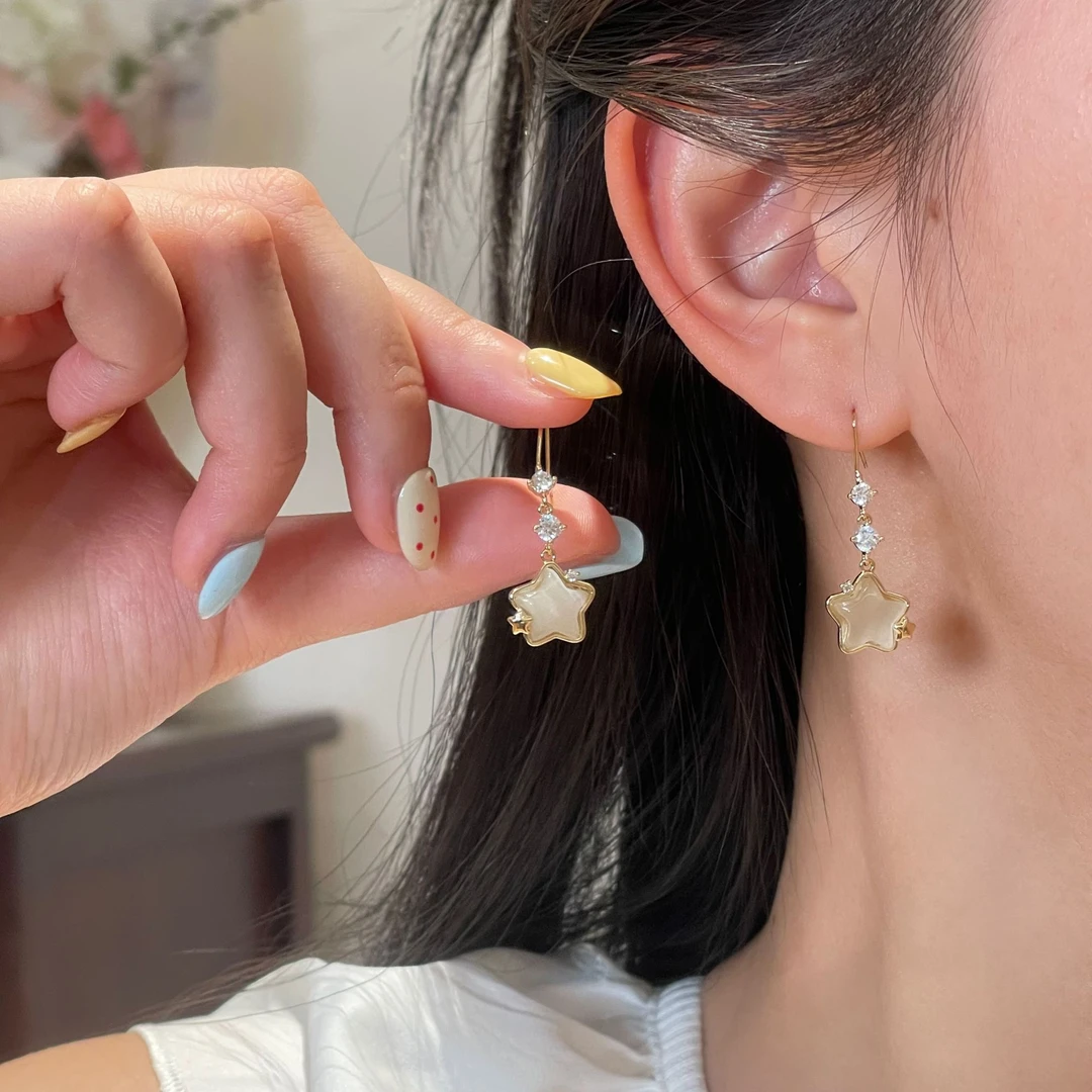 星星耳环猫猫石头气质轻奢通勤百搭小众设计耳坠R2911