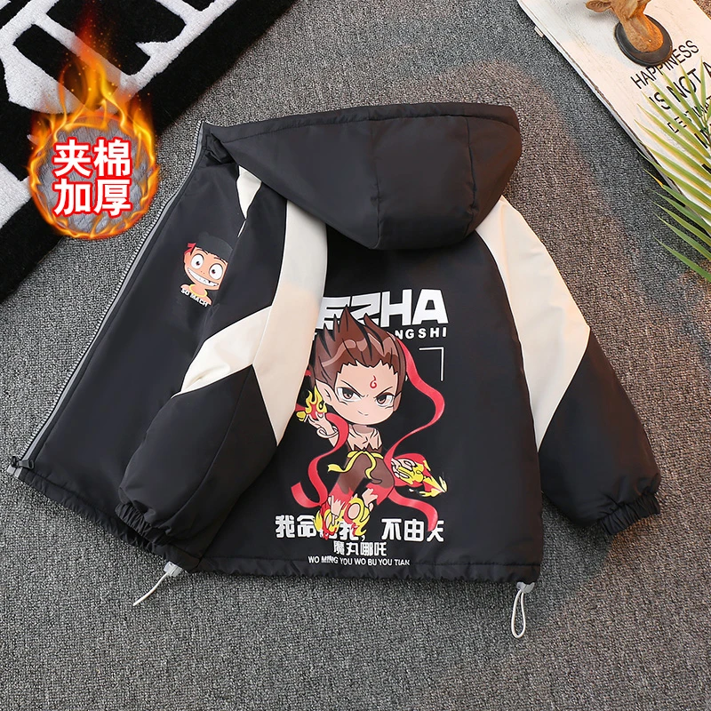 儿童外套2025新款春秋夹棉中性男女款哪吒中小童夹克帅气冲锋衣