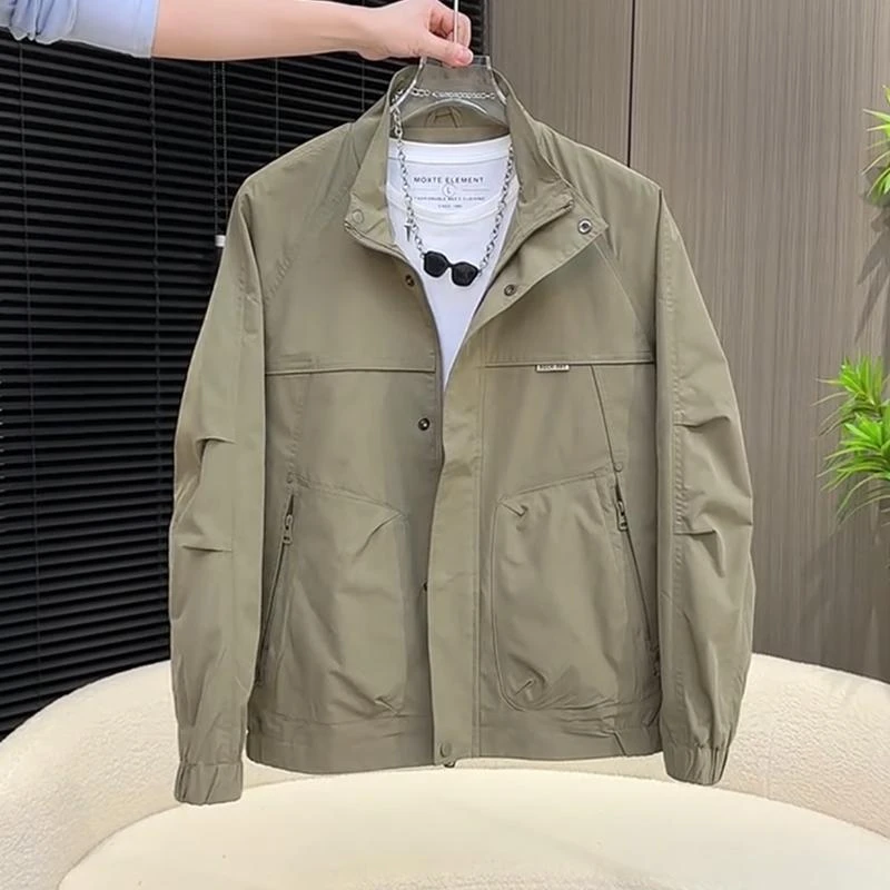 休闲工装夹克外套男士春秋季高端新款时尚潮流立领长袖简约冲锋衣