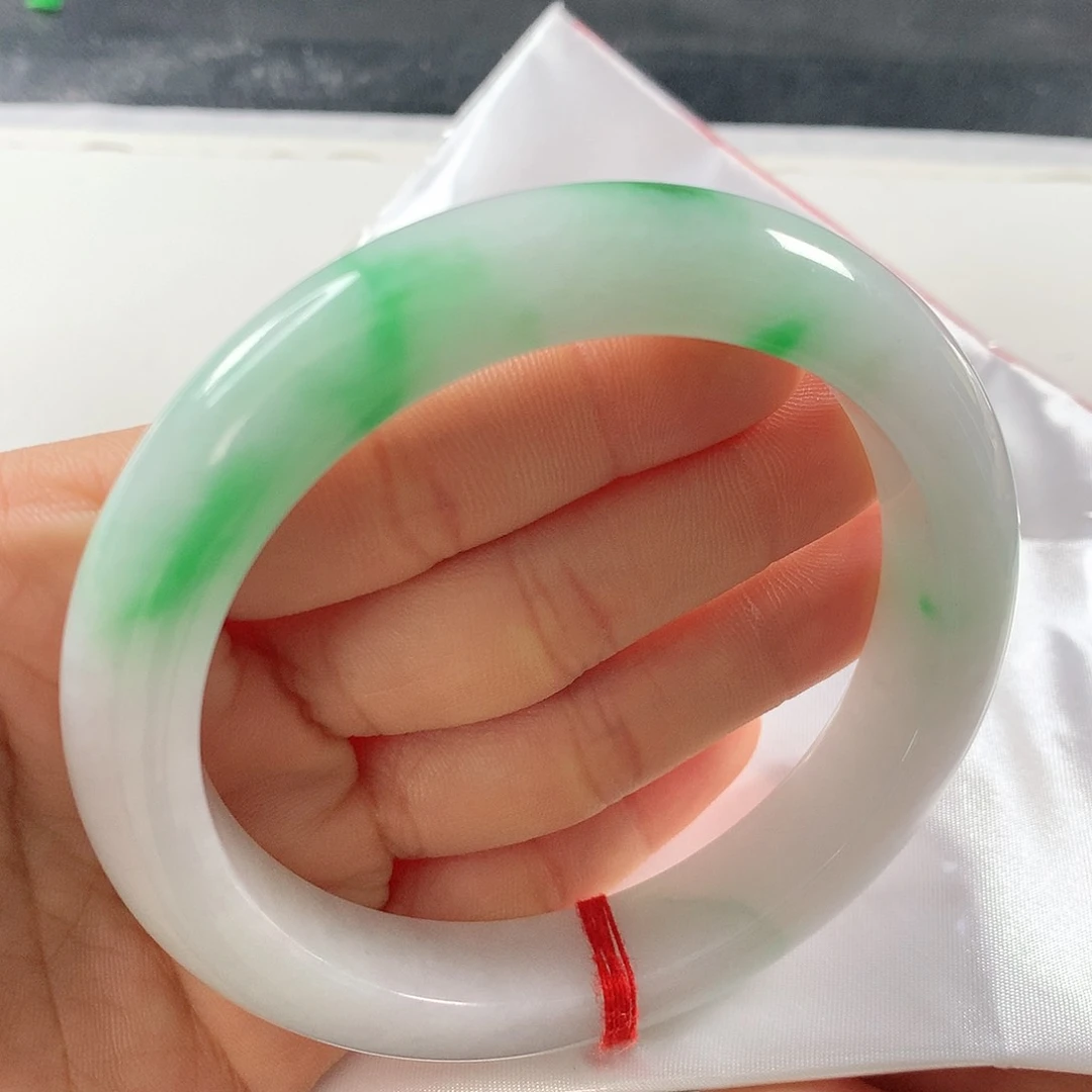 翡翠手镯未镶嵌63 64 65圈白底青⭐⭐⭐⭐⭐强烈推荐