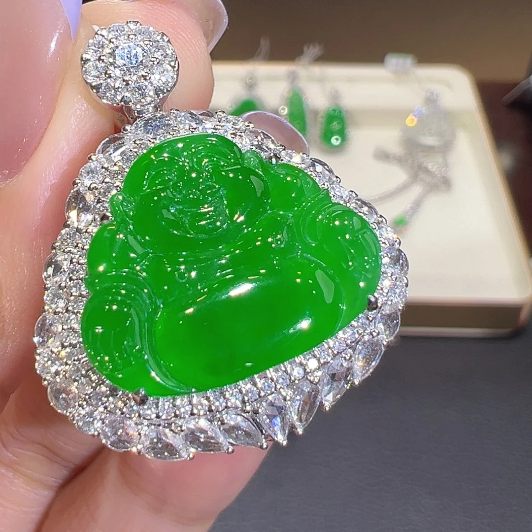 翡翠18K金镶嵌吊坠(不含链)翡翠