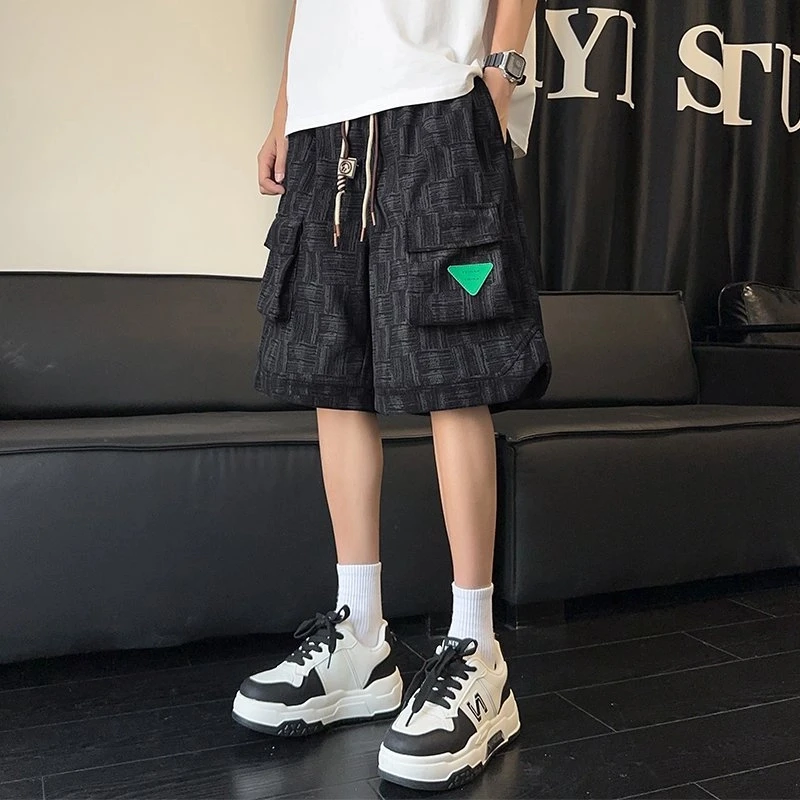 引创夏季新款男士大口袋工装短裤美式潮流百搭薄款直筒休闲短裤男