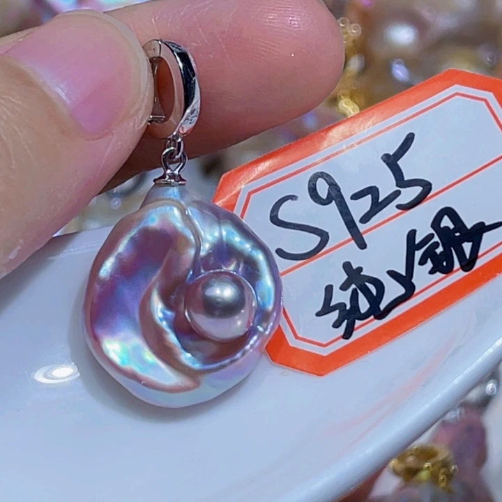 淡水珍珠银S925镶嵌颈饰