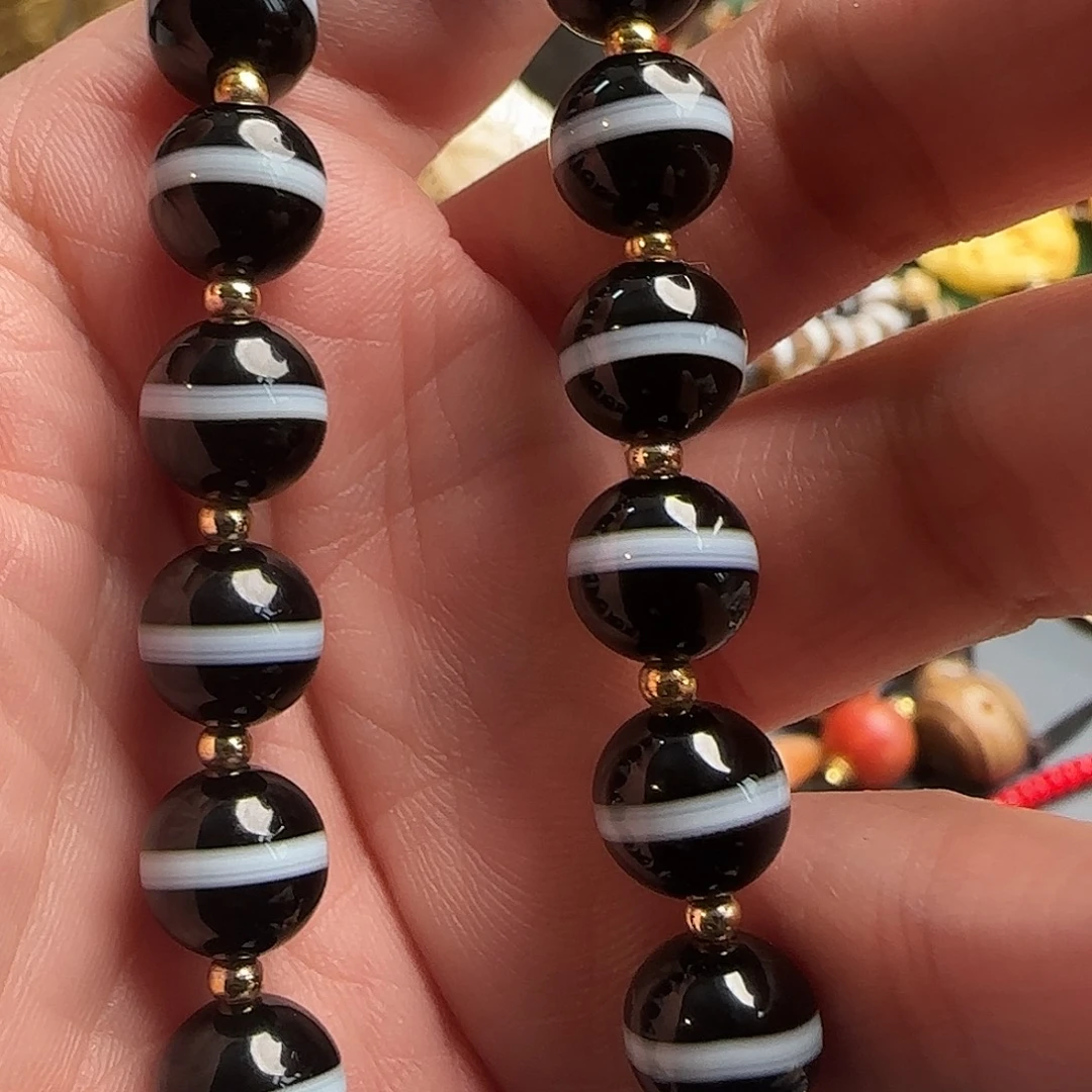 ****文玻璃颈饰宽线黑白 1.0尺寸