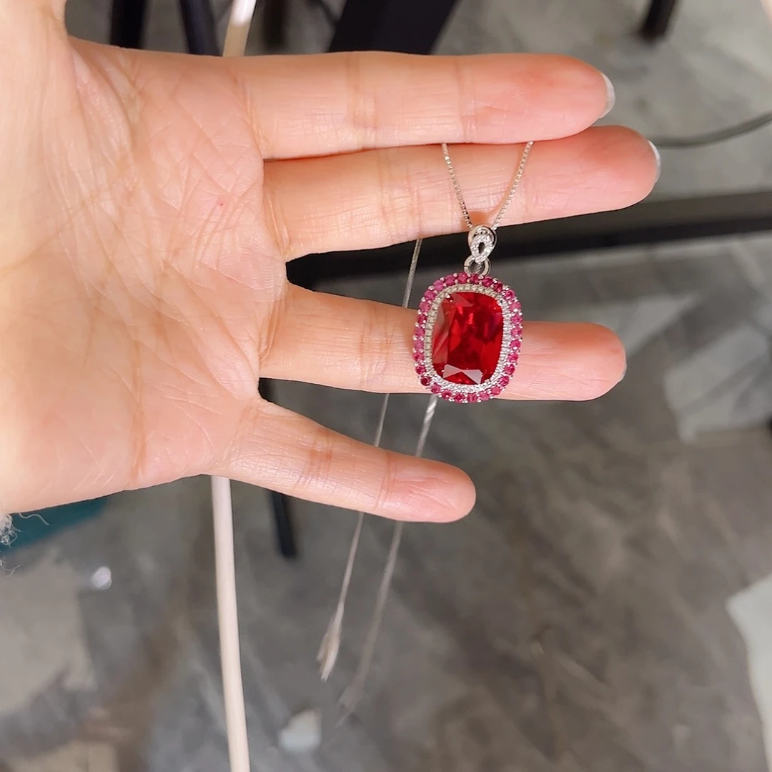 颈饰银S925镶嵌红宝石
