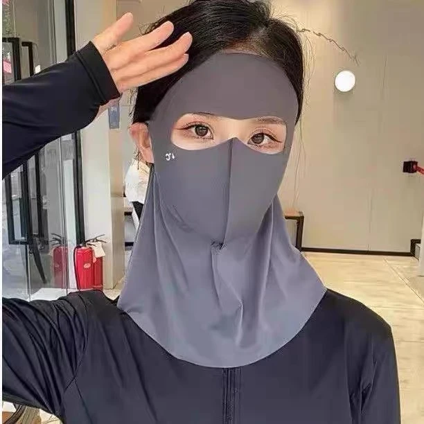 【三件套】春夏冰丝透气薄款遮阳防晒面罩护颈