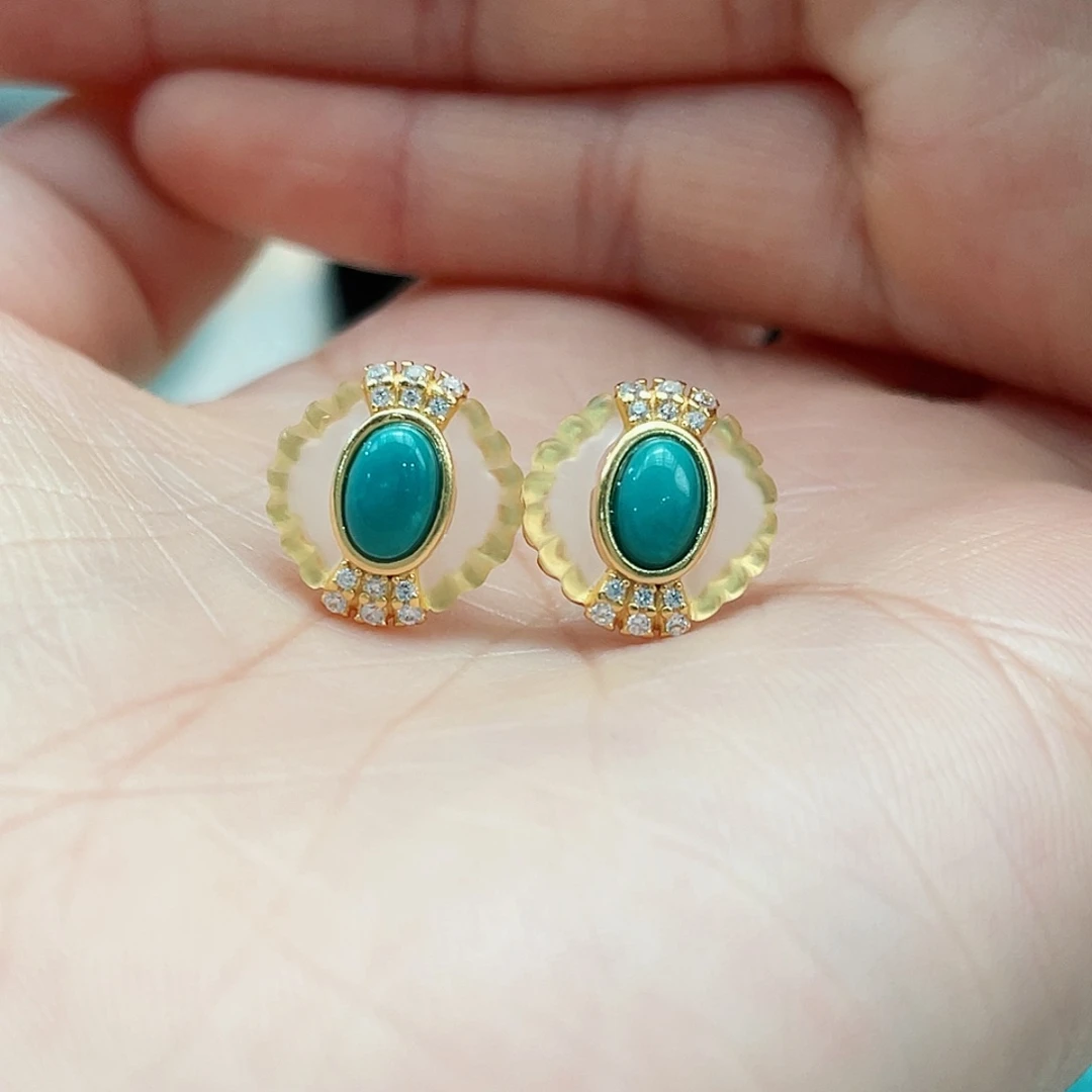 绿松石颈饰银S925镶嵌