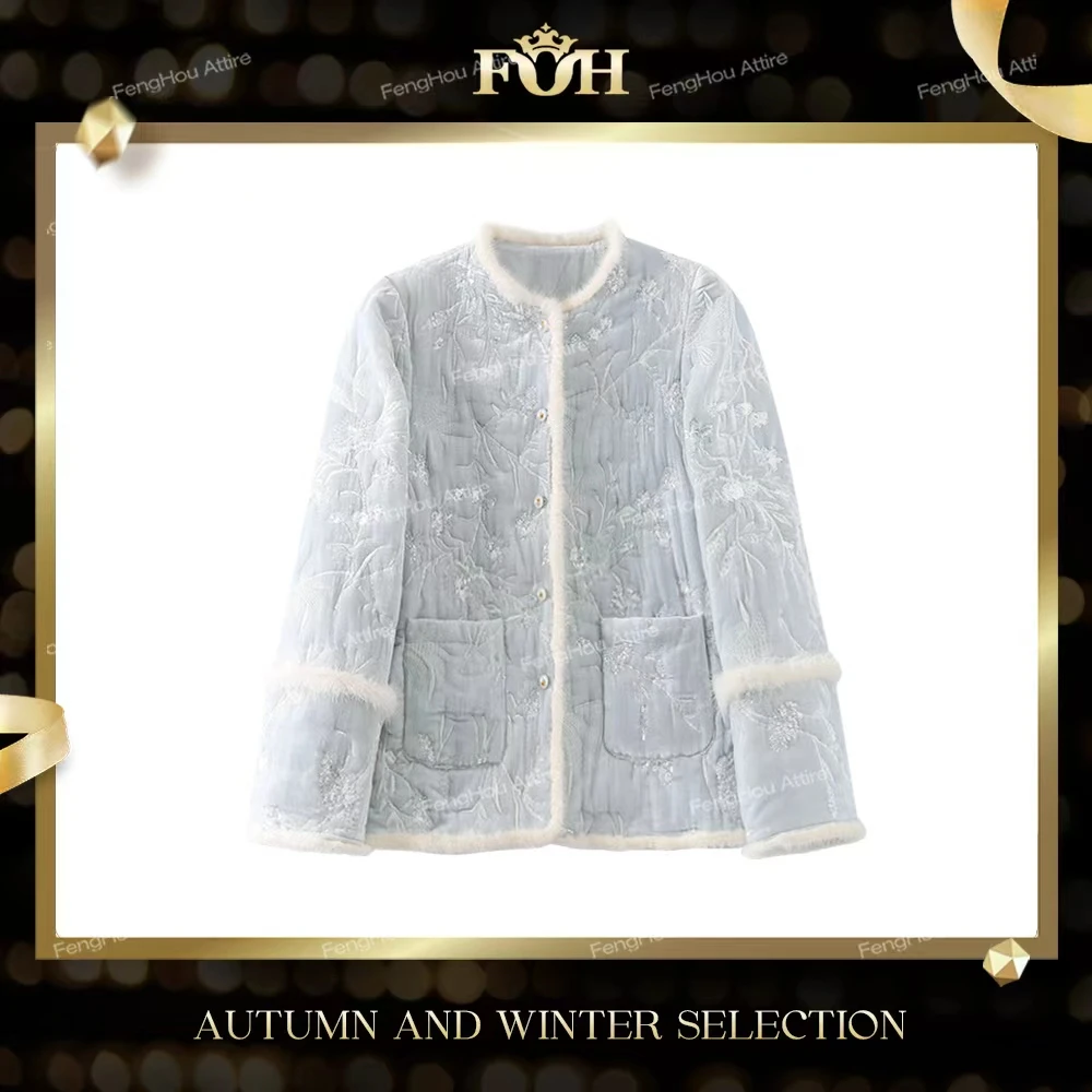 【封后轻奢设计】2025秋冬新款圆领新中式国风保暖外套12239