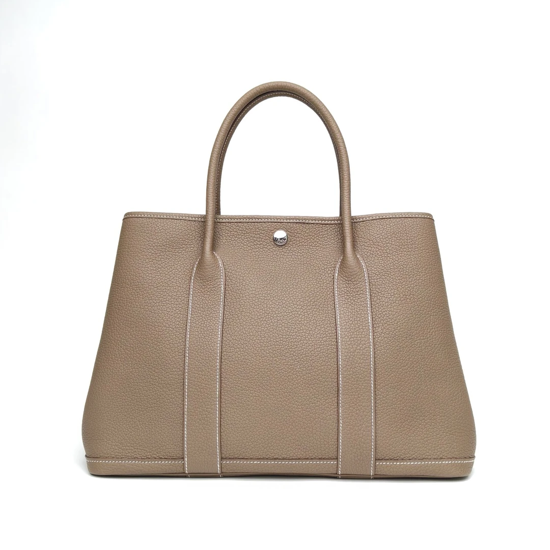 99新 Hermes/爱马仕 【双双】 花园包 36 18大象灰 NEGONA皮 Y刻