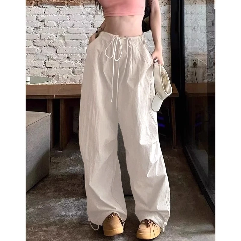 拉夏贝尔美式潮流工装裤女直筒街头秋季宽松慵懒风休闲运动阔腿裤