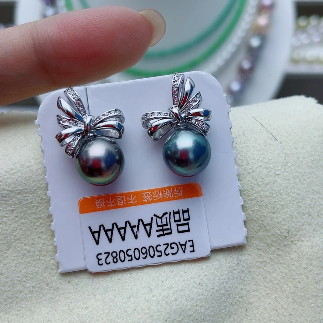 银S925镶嵌海水珍珠耳饰w46