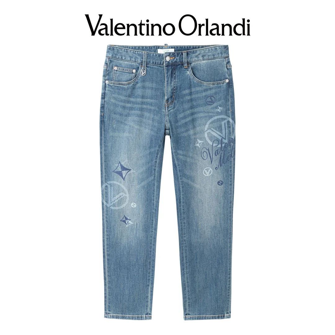 Valentino orlandi男士春夏时尚百搭直筒牛仔裤