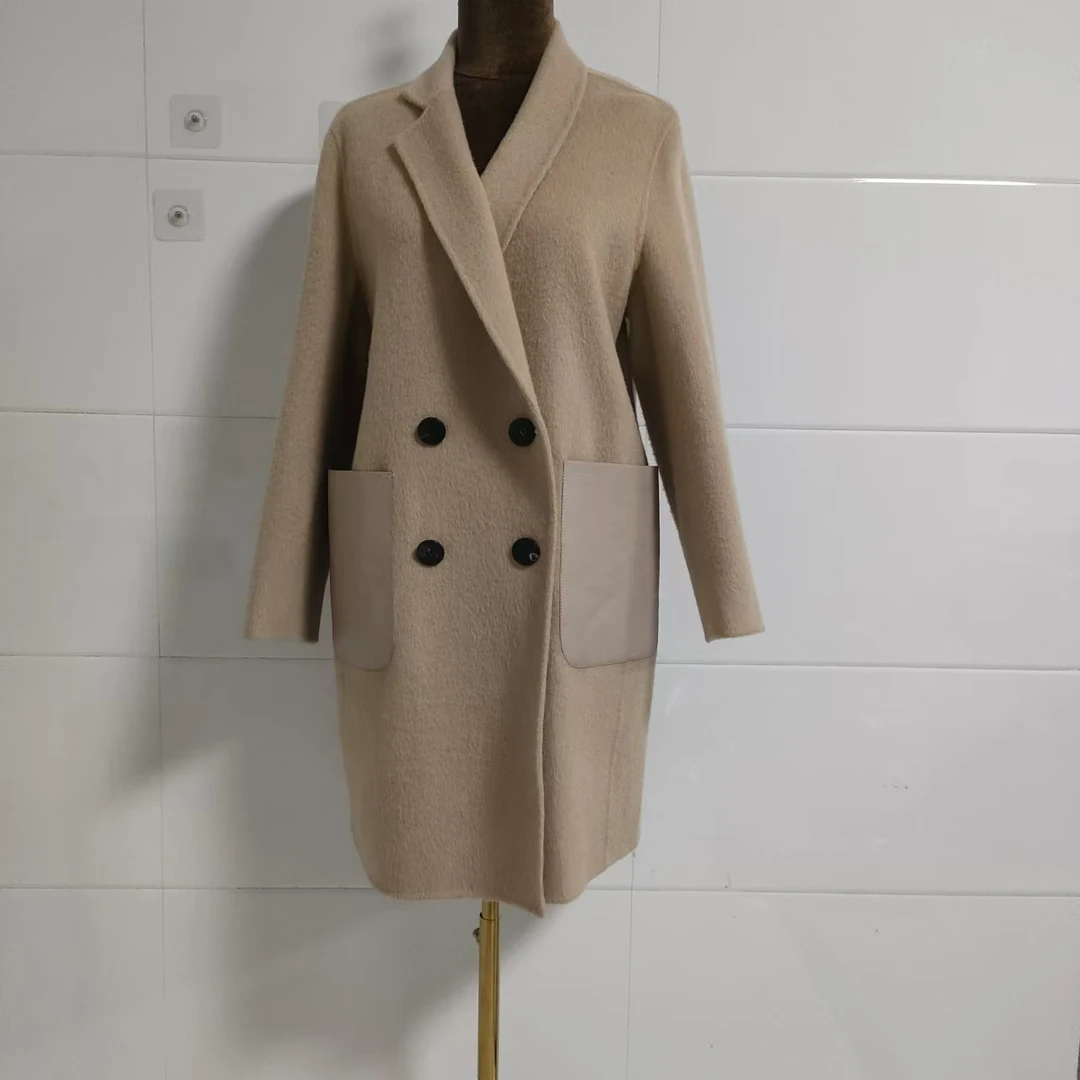 100%骆驼绒女士中长款大衣2418