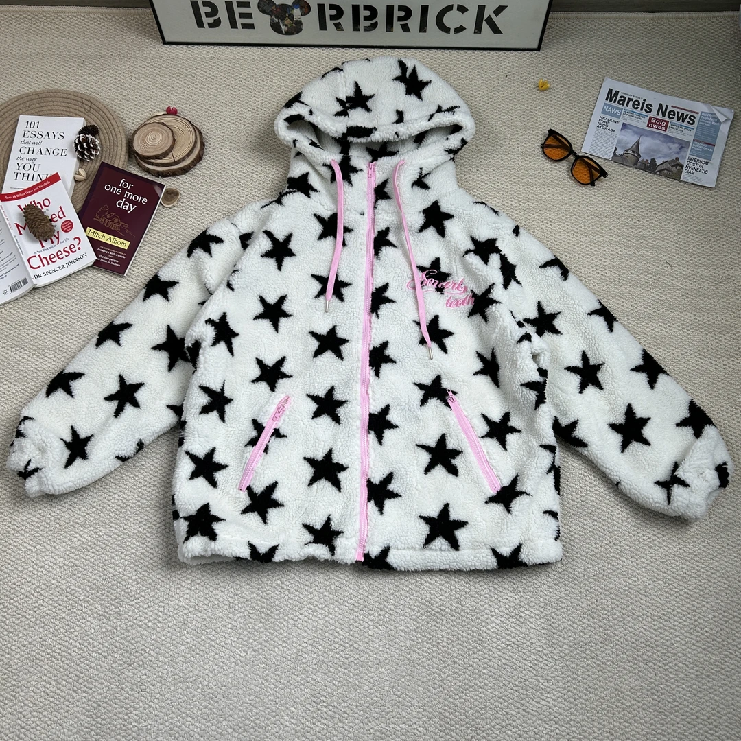 2025年早春新款潮牌做旧卡通印花连帽长袖外套8762