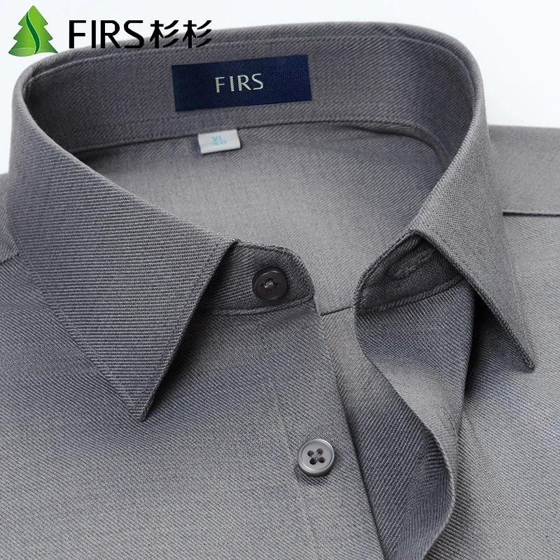 杉杉正品【烟灰色】羊毛衬衫男士高级感长袖商务春秋季时尚百搭衬衣