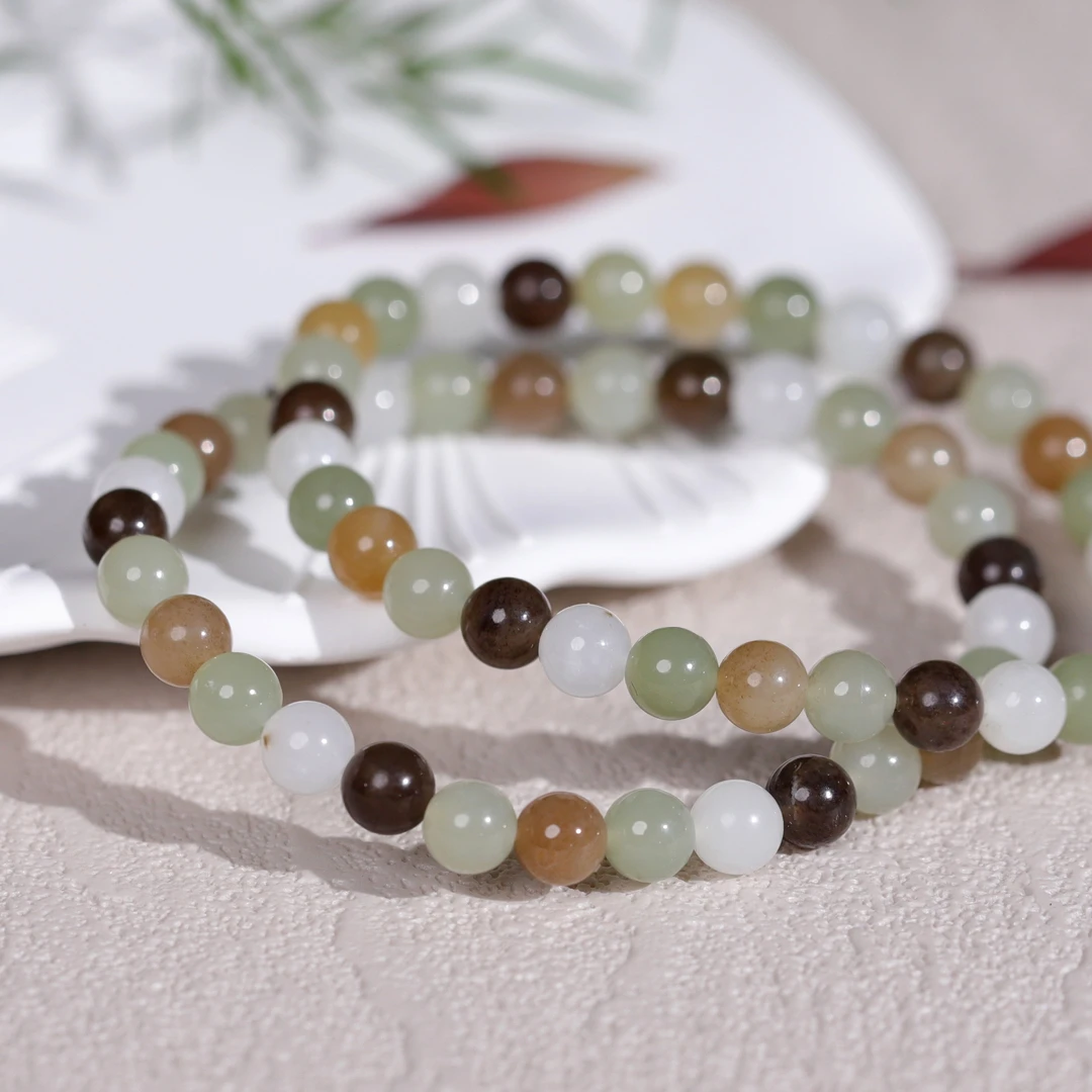 新疆和田玉且末料多宝手串单珠直径6mm多样性饰品上等和田玉手串