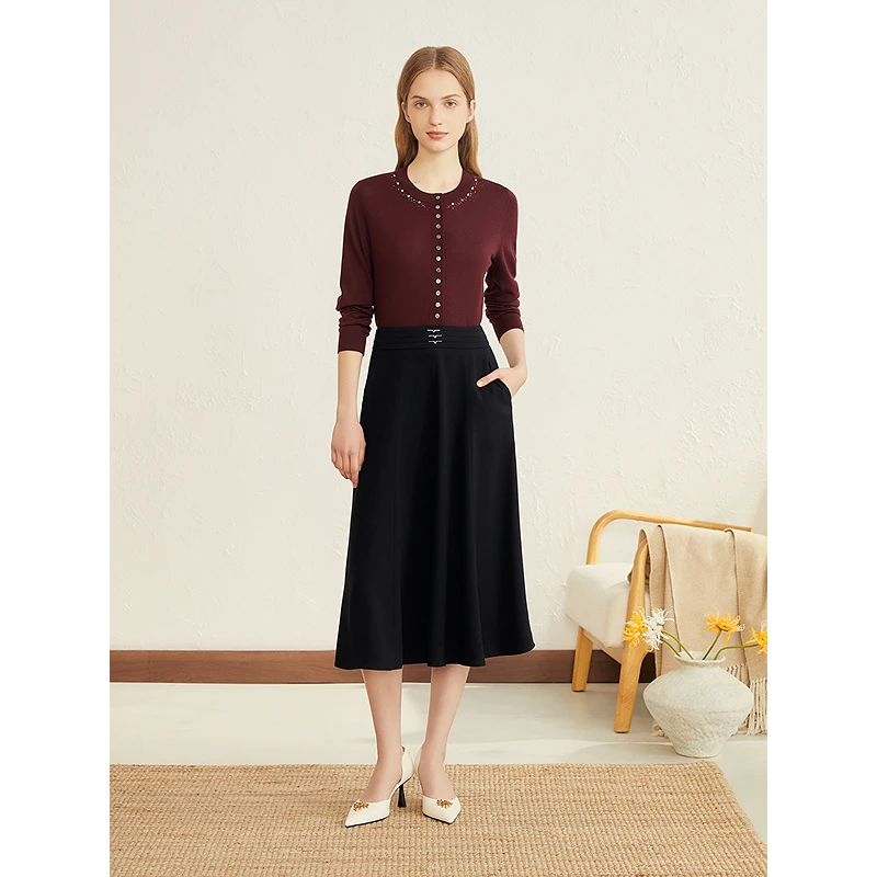 【好运红】YINER音儿2025秋季新款暮夜星光羊毛针织衫8C65306186