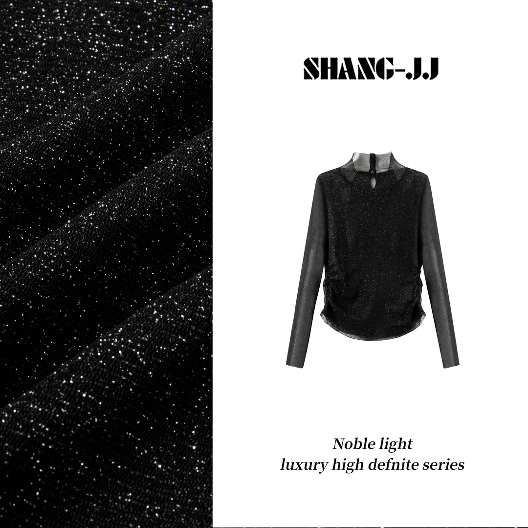SHANG-JJ【雾纱繁星】25ss新款混纺气质时尚设计感百搭上衣q133576p