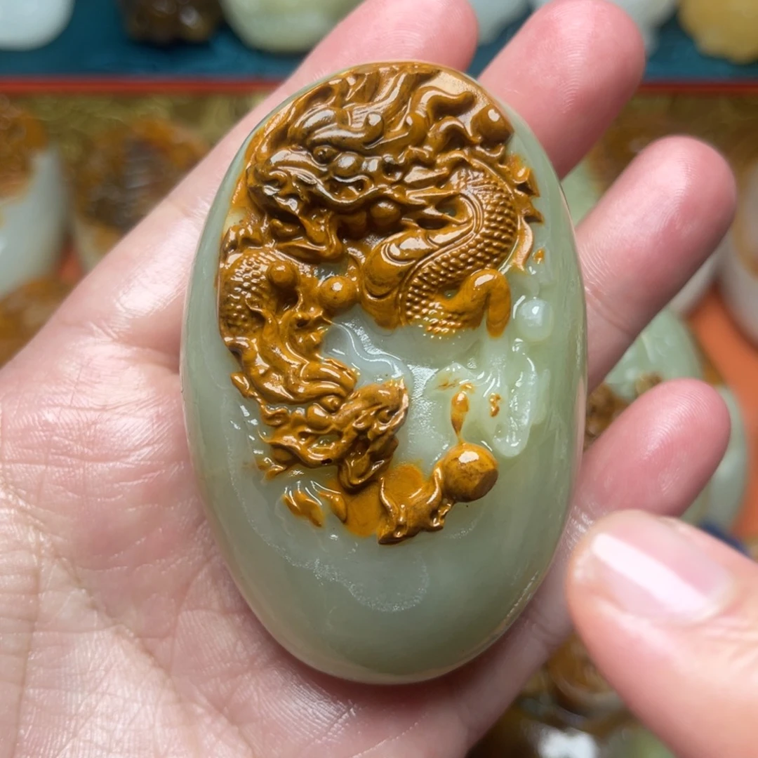 朱***烫石材天然方解石手把件不退换