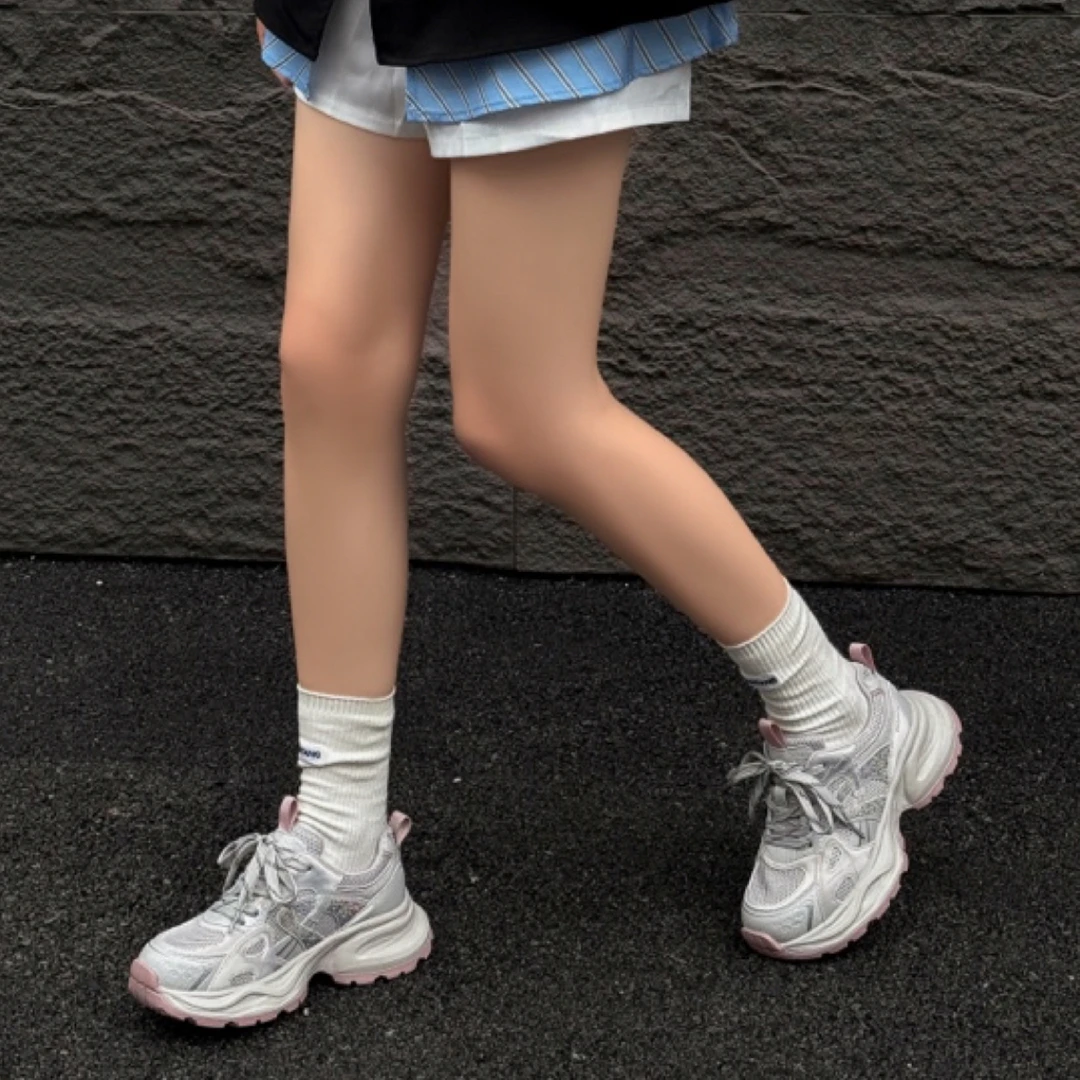新款显瘦透气百搭秋季少女风时尚休闲鞋jk肉色休闲风老爹鞋加厚