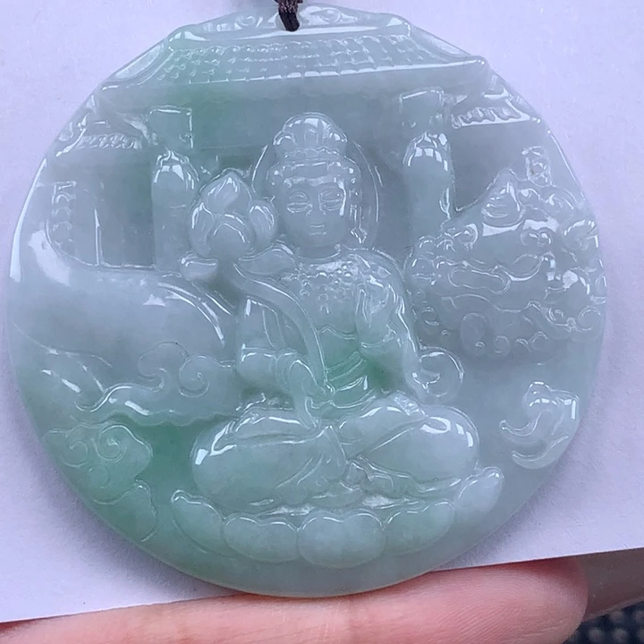 颈饰未镶嵌翡翠文殊菩萨吊坠