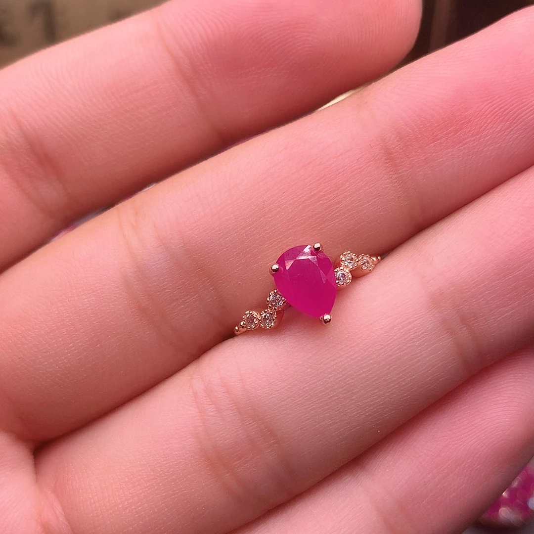 红宝石戒指银S925镶嵌