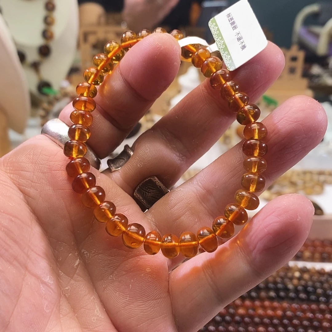 琥珀未镶嵌裸石金珀单圈7+