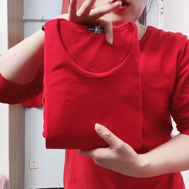 纯棉女士低领3x一套