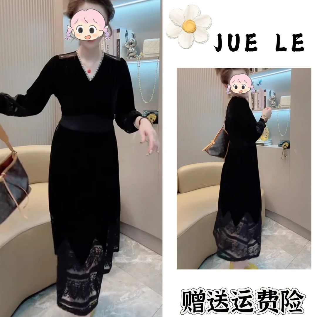 2025秋季新款时尚显瘦气质女士网红洋气连衣裙百搭款D22031