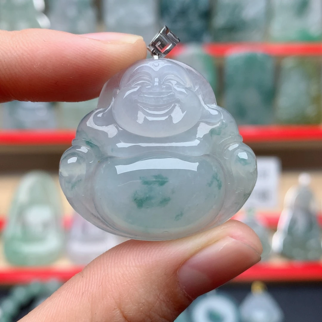 翡翠颈饰18K金镶嵌佛公