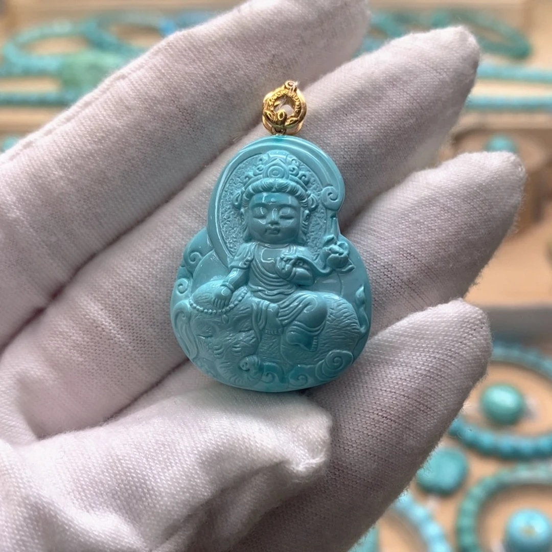 绿松石18K金镶嵌珠宝奇石