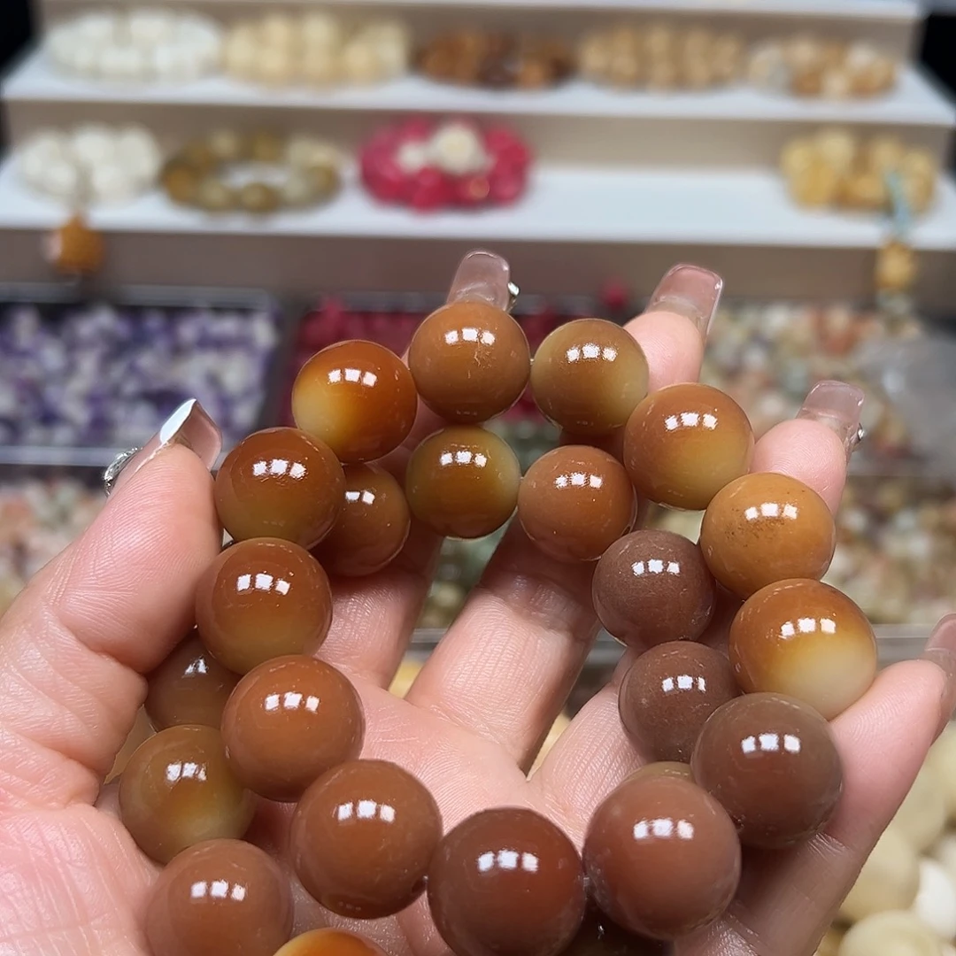手串菩提根/象牙果微瑕卡17干枯玫瑰圆1条