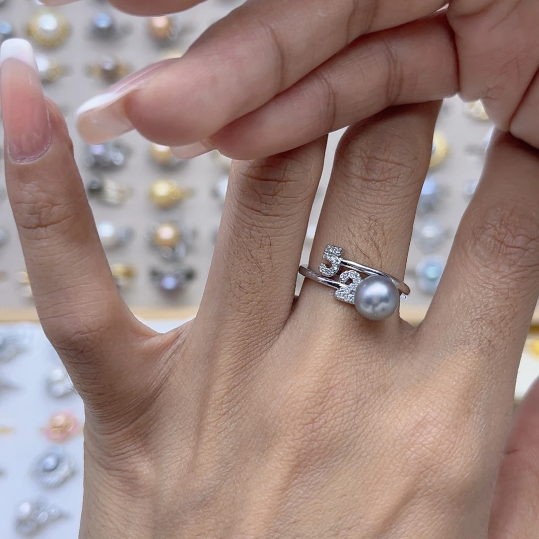 F***程合金淡水珍珠戒指