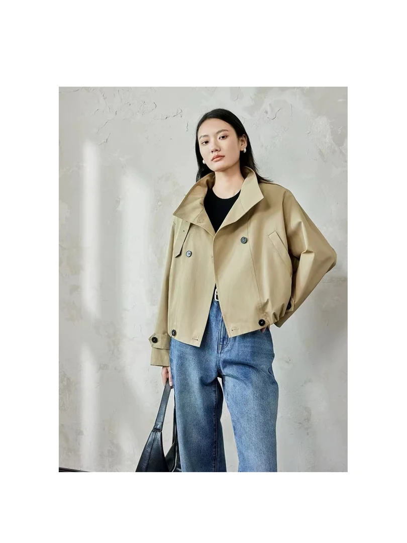 伊伊，欧货夹克风衣外套百搭宽松型气质设计师短款极简风秋季立领