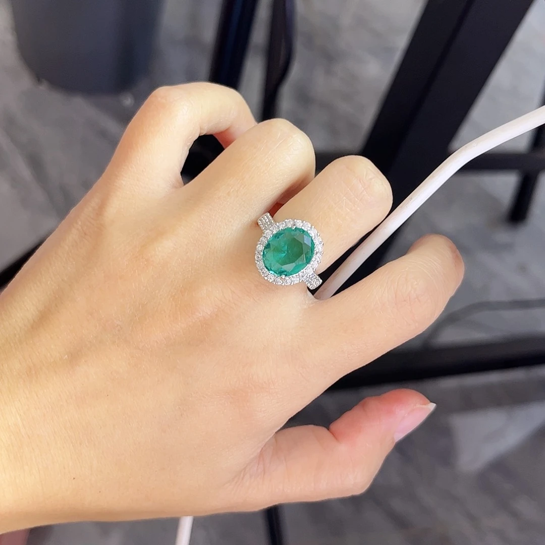 银S925镶嵌戒指碧玺