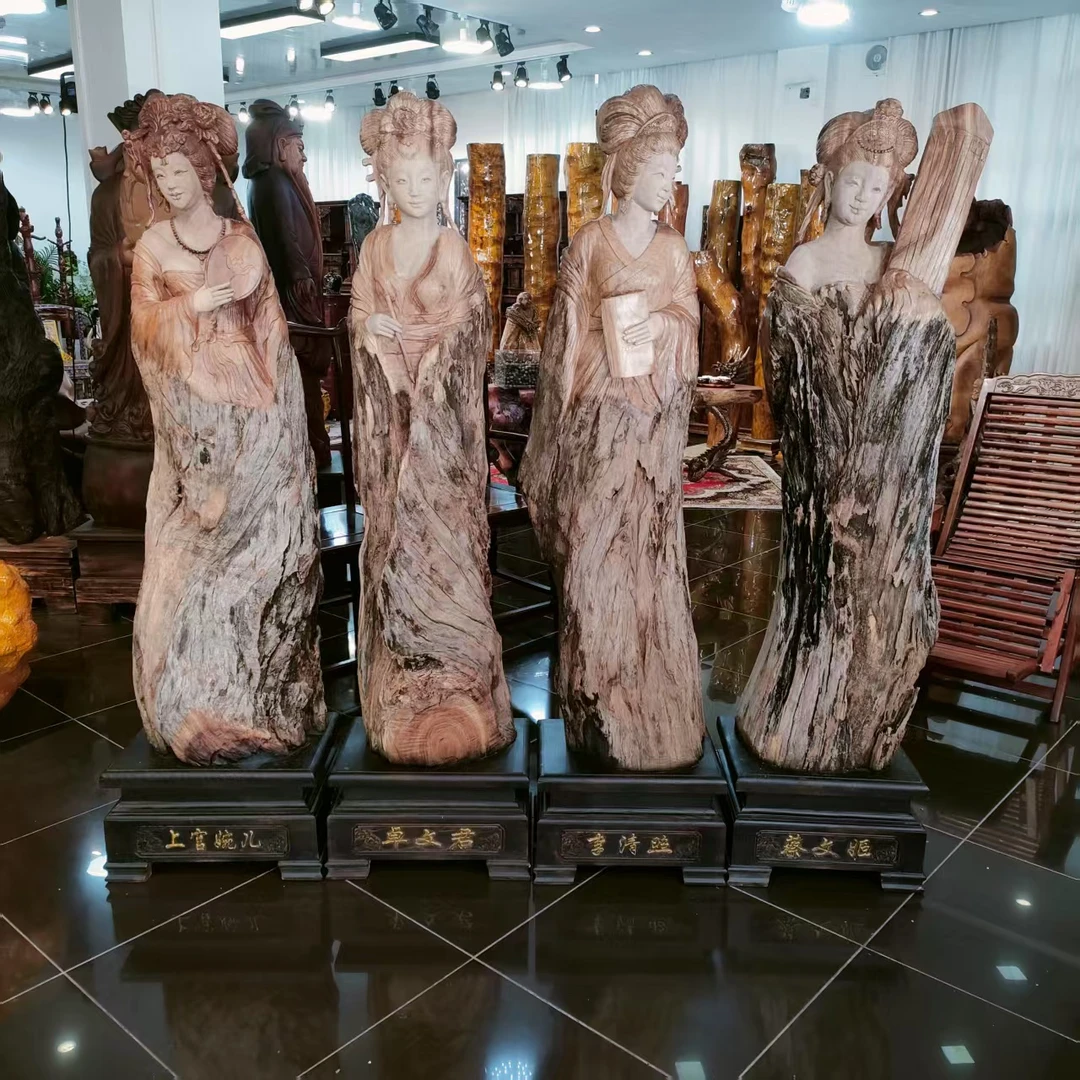 香樟木四大才女根雕大摆件