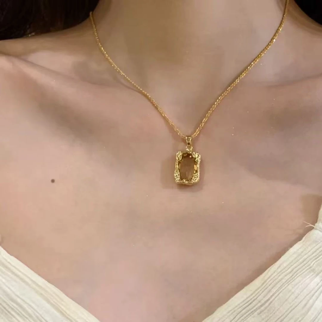 铜合金项链 铜合金项链狗头项链水晶项链小众轻奢手链耳钉手镯