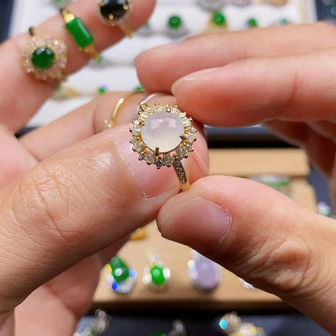 银S925镶嵌戒指翡翠戒指