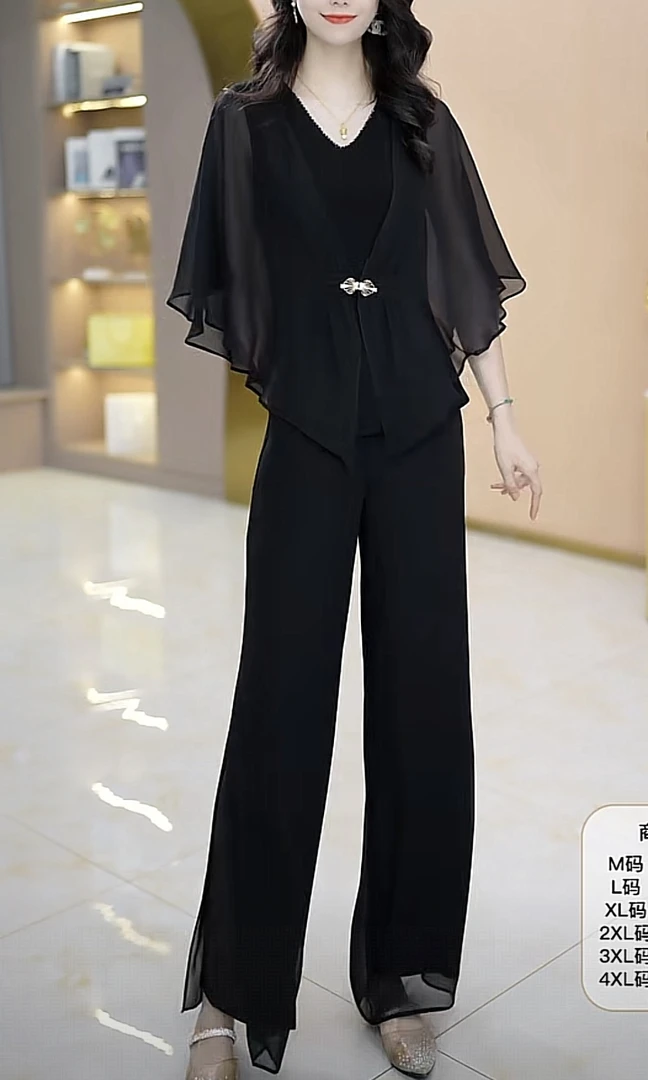 现货【上衣+裤子】2025优雅气质时尚休闲收腰显瘦两件套裤女装套装