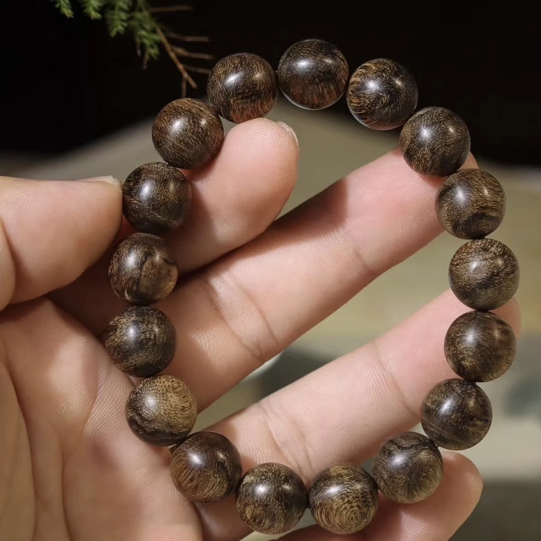 沉香L031越南芽庄雷击留疤菁纯老料白奇楠单圈手串12mm+AXLZZ-31