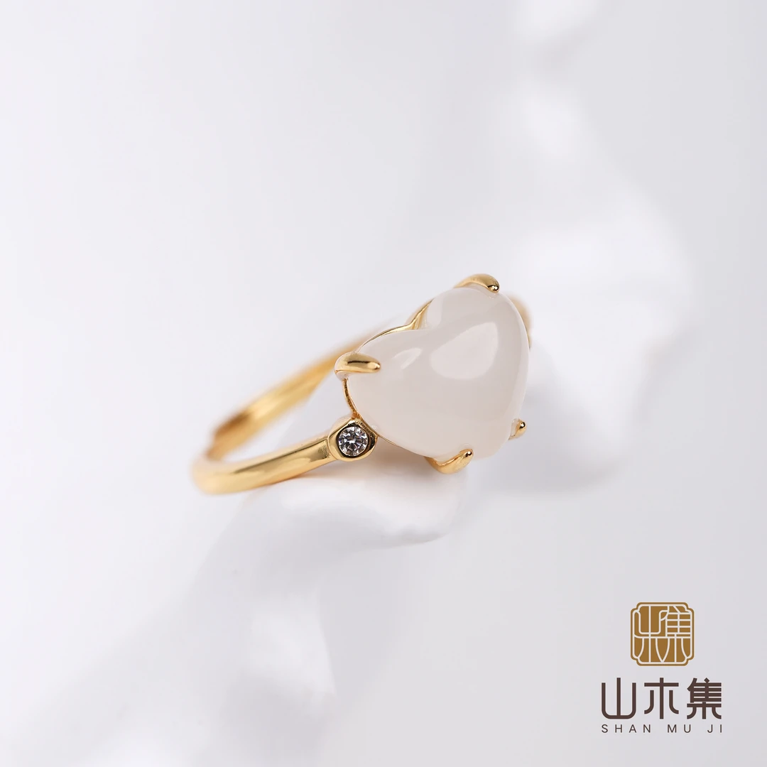 藕粉和田玉爱心戒指【山木集】（多样性）