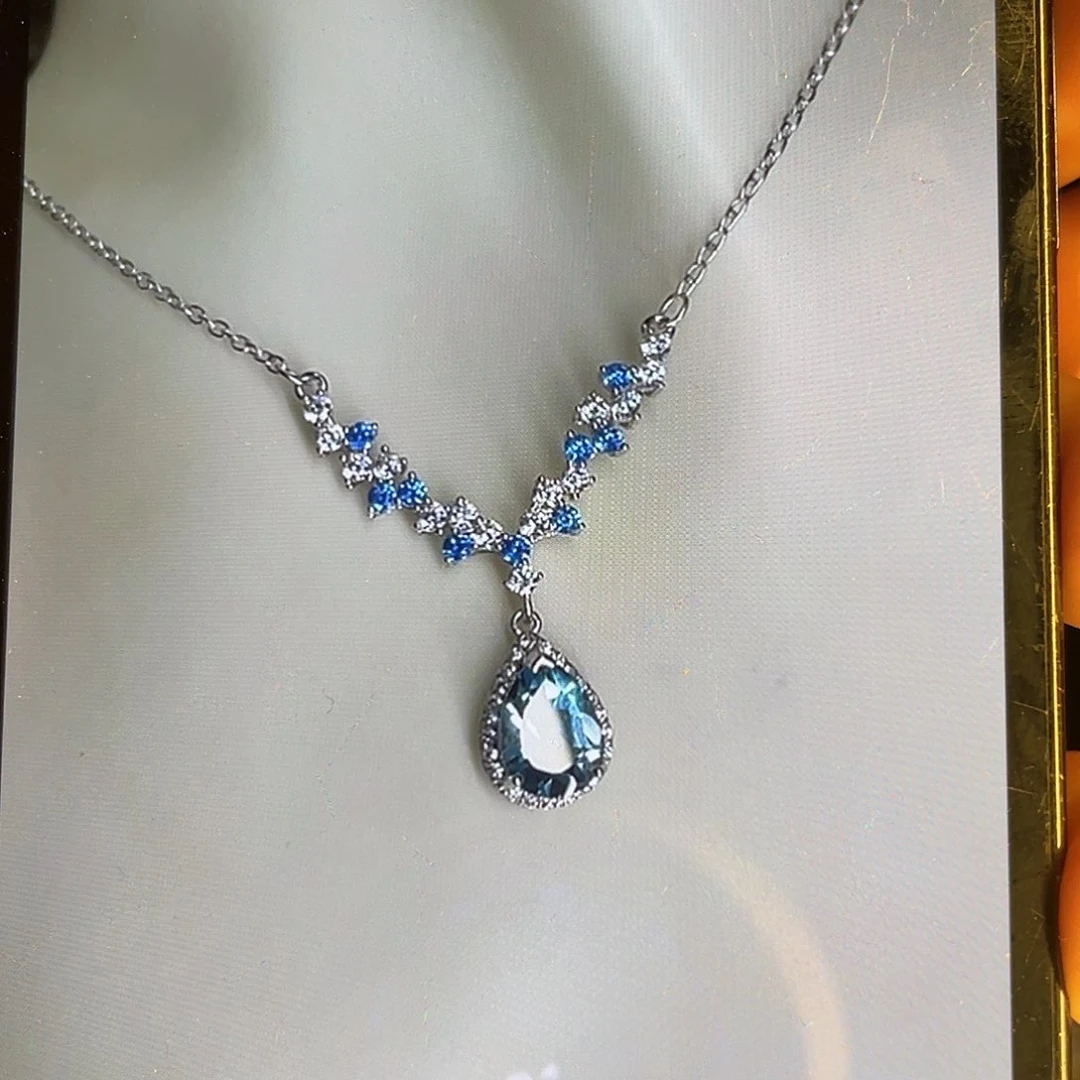 托帕石项链银S925镶嵌种****树拍三份