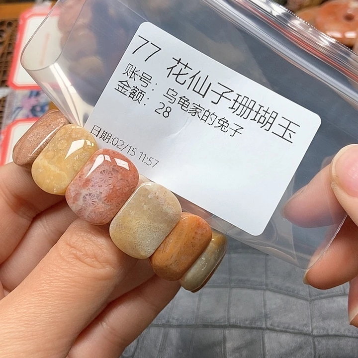 硅化珊瑚（珊瑚玉）手镯未镶嵌乌****子77