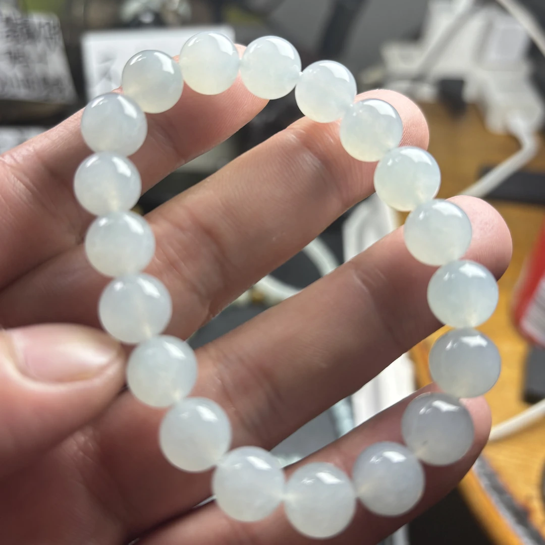 缅甸天然翡翠a货糯冰蓝胶卡10*19颗