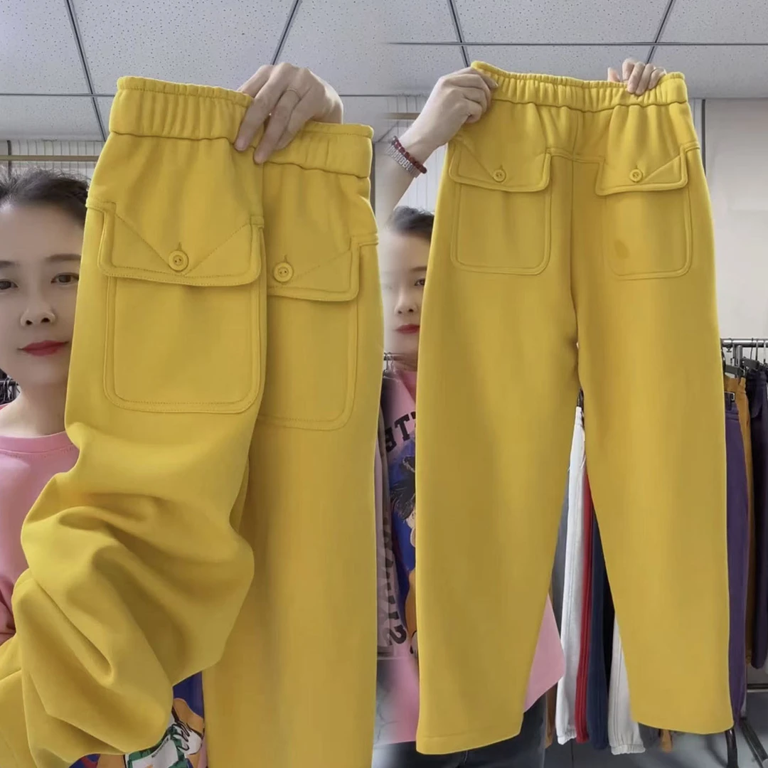 秋季哈伦裤保暖净版高腰休闲裤韩版秋冬洋气宽松加绒加厚萝卜裤