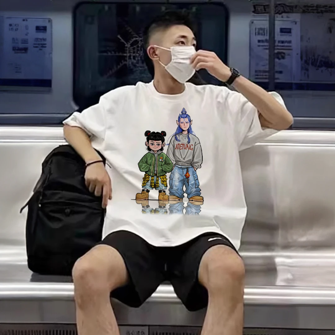 重磅纯棉美式高街潮牌短袖t恤男夏季宽松潮流欧美设计感小众体恤