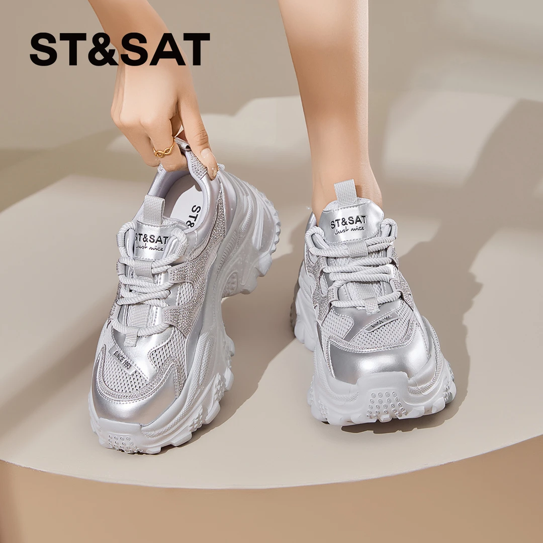 St&Sat/星期六2025夏季新款时尚休闲运动鞋百搭透气老爹鞋小白鞋