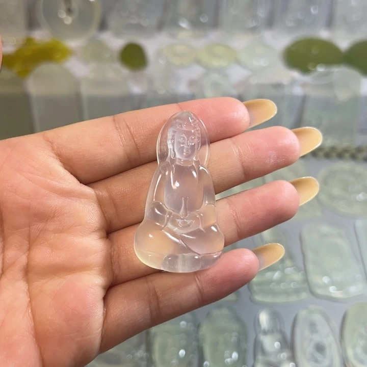 岫玉未镶嵌岫玉白冰挂件素衣观音