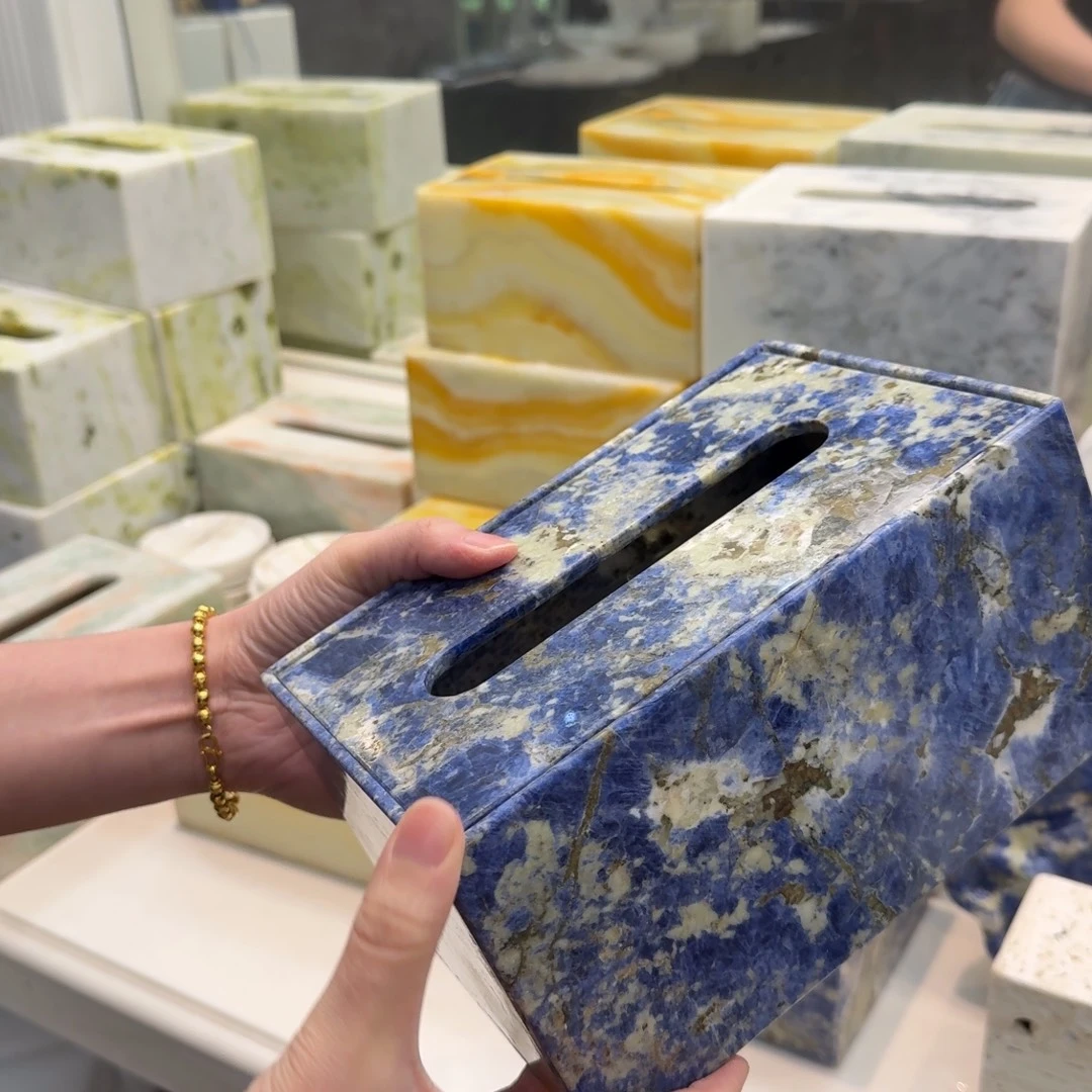 石材玻利维亚蓝纸巾盒