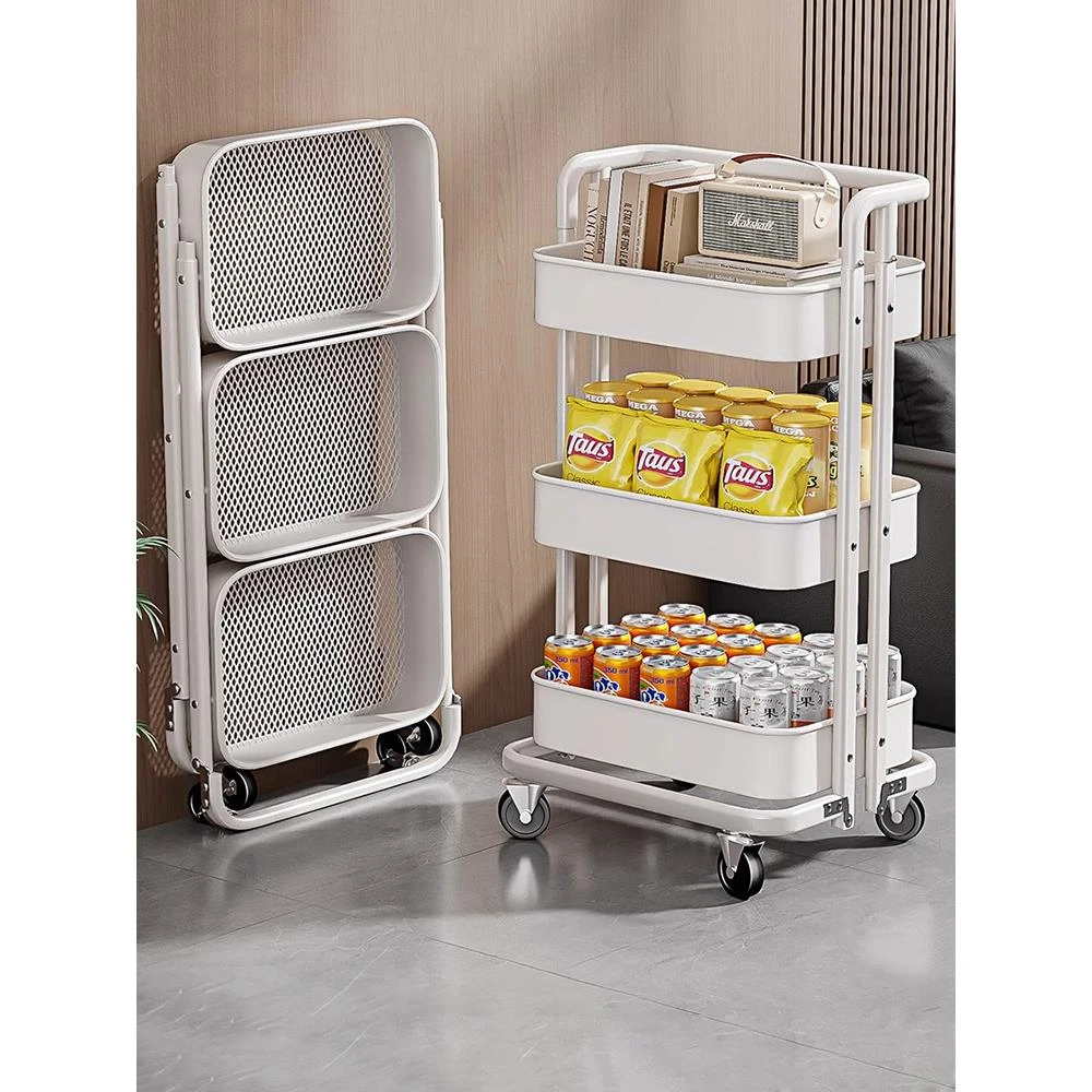 零食置物架厨房小推车落地多层家用可移动客厅卧室放书本收纳架子